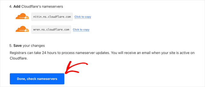 Cloudflare automatically checks name servers