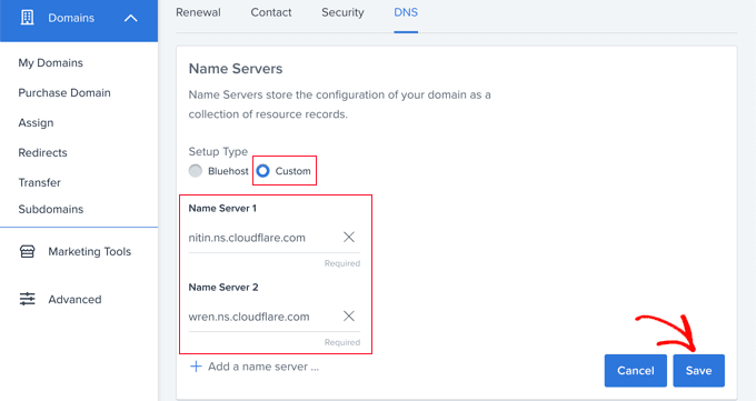 Cloudflare save settings