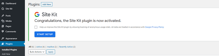 Step 1- Install and activate Google Site Kit