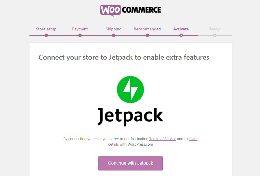 The WooCommerce activation page