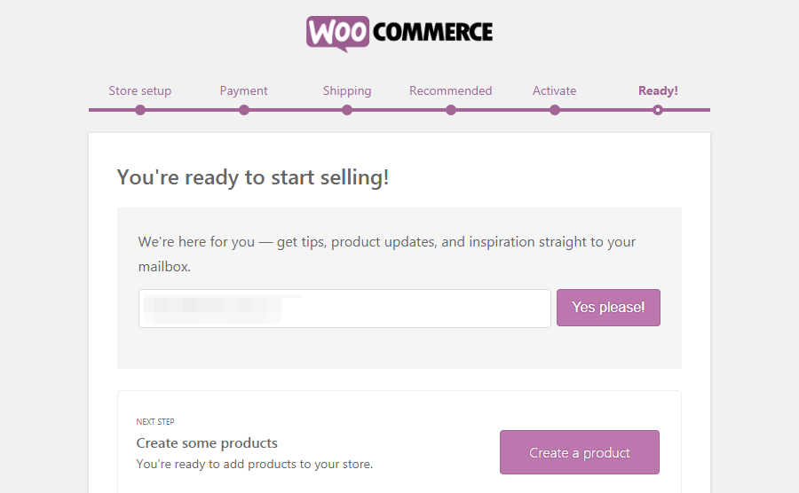 The WooCommerce ready page
