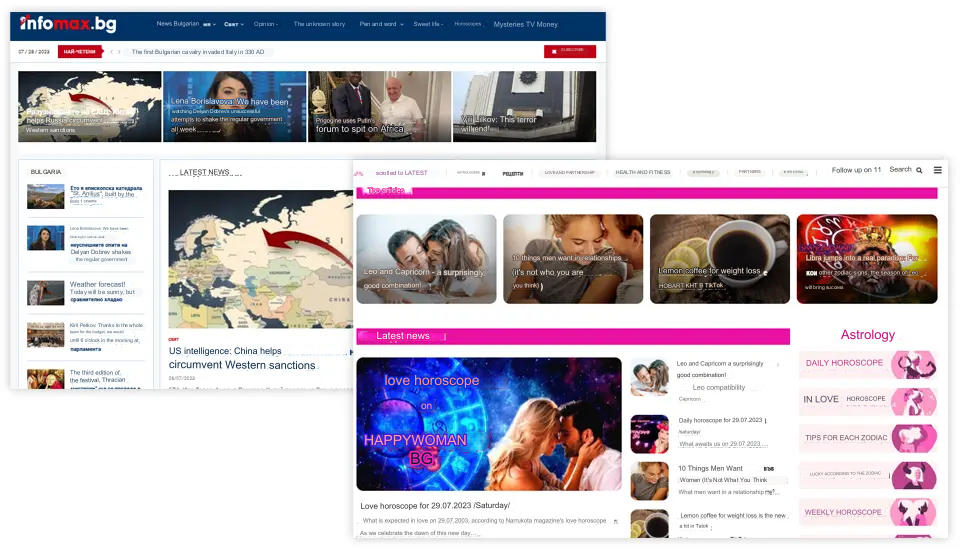 Example web design of media.