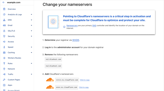 managing nameservers in cloudflare